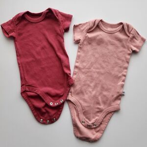 Honest Baby Clothing, 2 Pink Organic Cotton Short Sleeve Bodysuit Onesies, 0-3MO